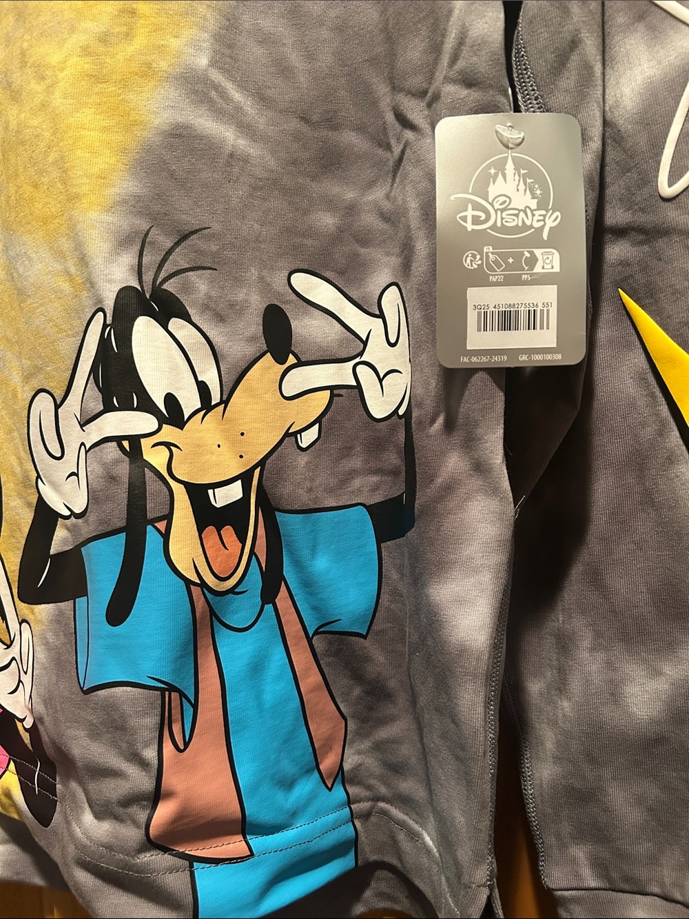Disney Parks Goofy Movie Gray Tie-Dye Long Sleeve with Goofy & Max - Picture 2 of 4